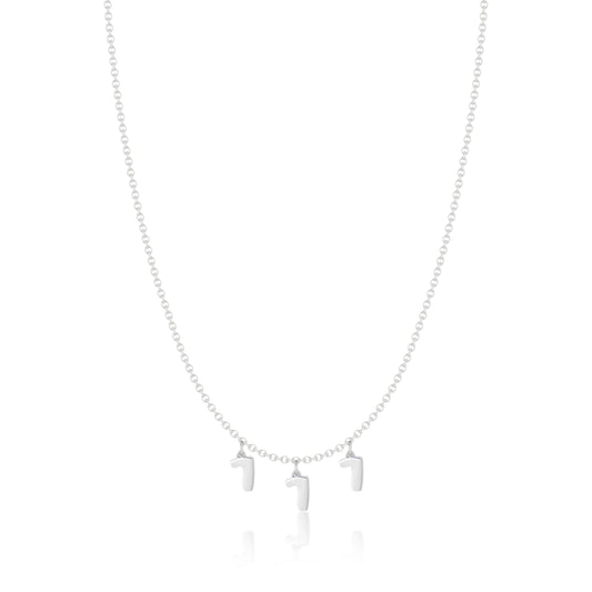 Custom 14k Gold Bubble Number Charm Necklace