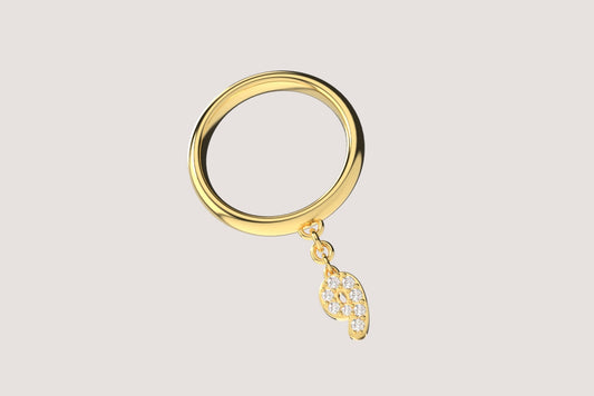 Custom 14k Gold Diamond Bubble Number Charm Ring