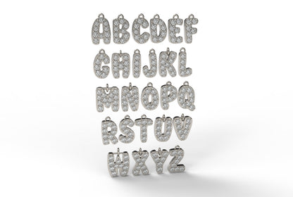 Custom 14k Gold Diamond Bubble Letter Charm Hoops