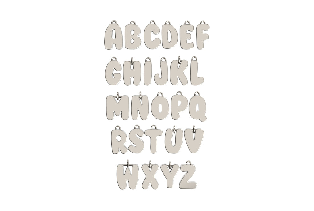 Custom 14k Gold Bubble Letter Charm Hoops