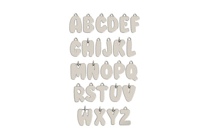 Custom 14k Gold Bubble Letter Charm Hoops