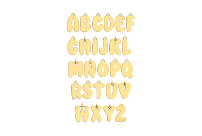 Custom 14k Gold Bubble Letter Charm Hoops
